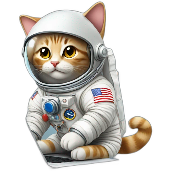 cat astronaut with mac book emoji