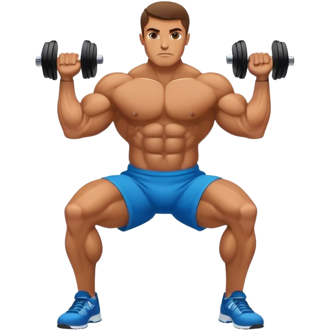 side-view bodybuilder dumbbell lunges emoji