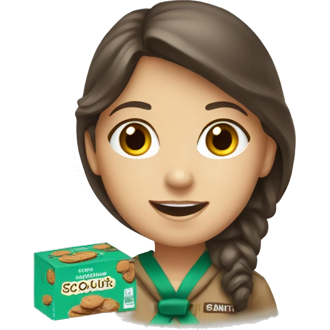 white girl scout selling cookie emoji