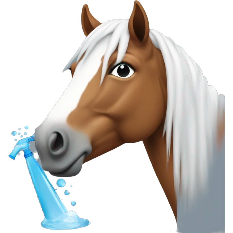 A horse looking sad holding an water gun emoji