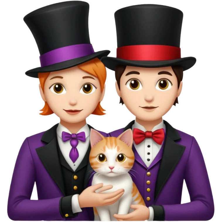 magician couple and their pet cat emoji