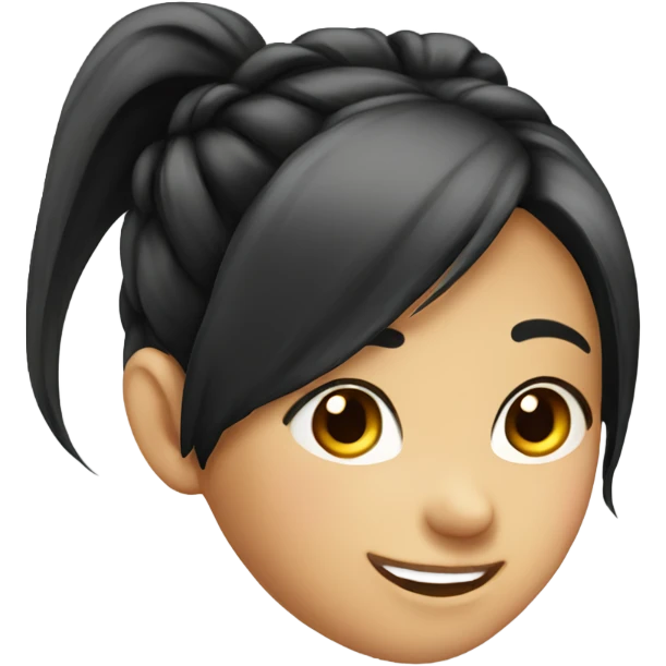 asian girl ponytail smil emoji
