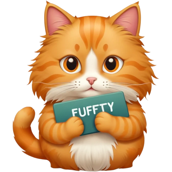 A cat holds the sign with the inscription emoji