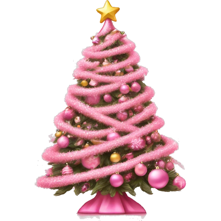 Beautifully decorated pink Christmas tree ￼ emoji