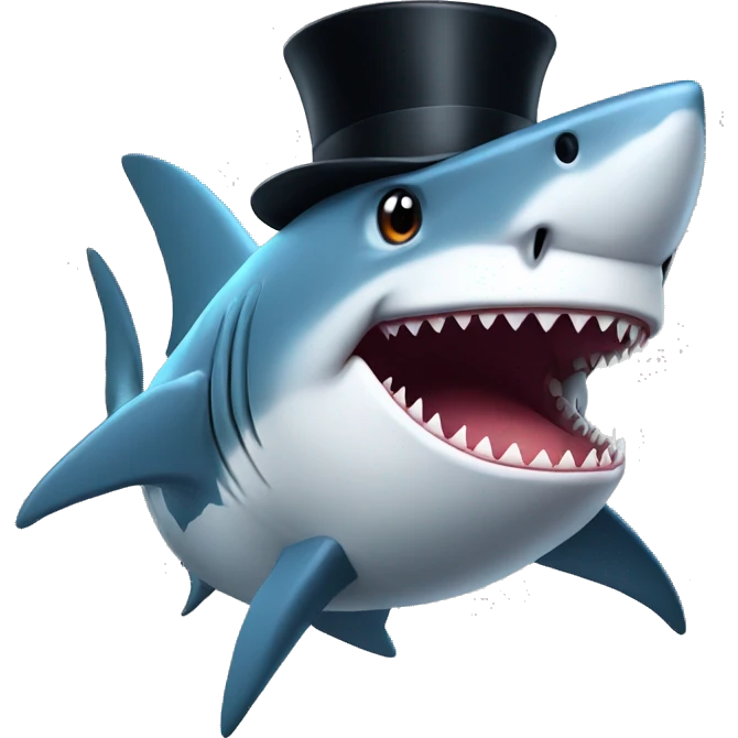 Shark with a top hat emoji