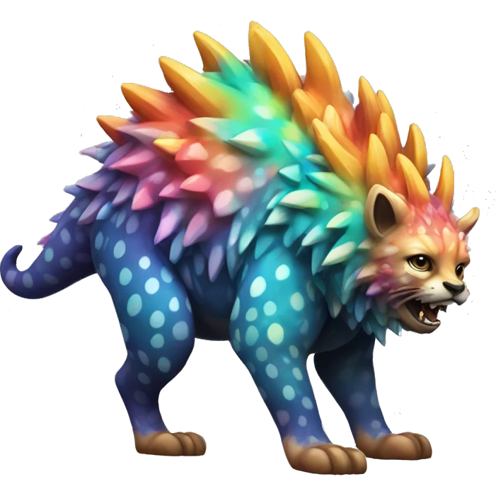 a colorful edgy vernid-fionbri-animal-creature with splash patterns full body emoji