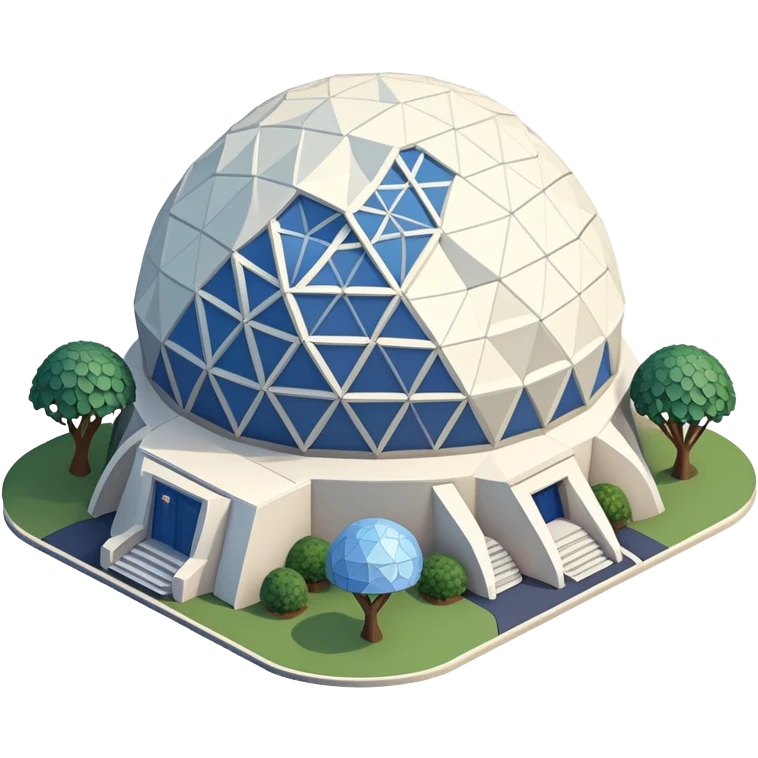 Isometric exterior Walt Disney World Epcot spaceship earth geodesic dome sphere, dollhouse style 3D realistic  emoji