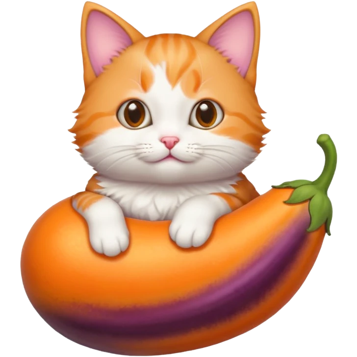 kitten sit tina on eggplant  emoji