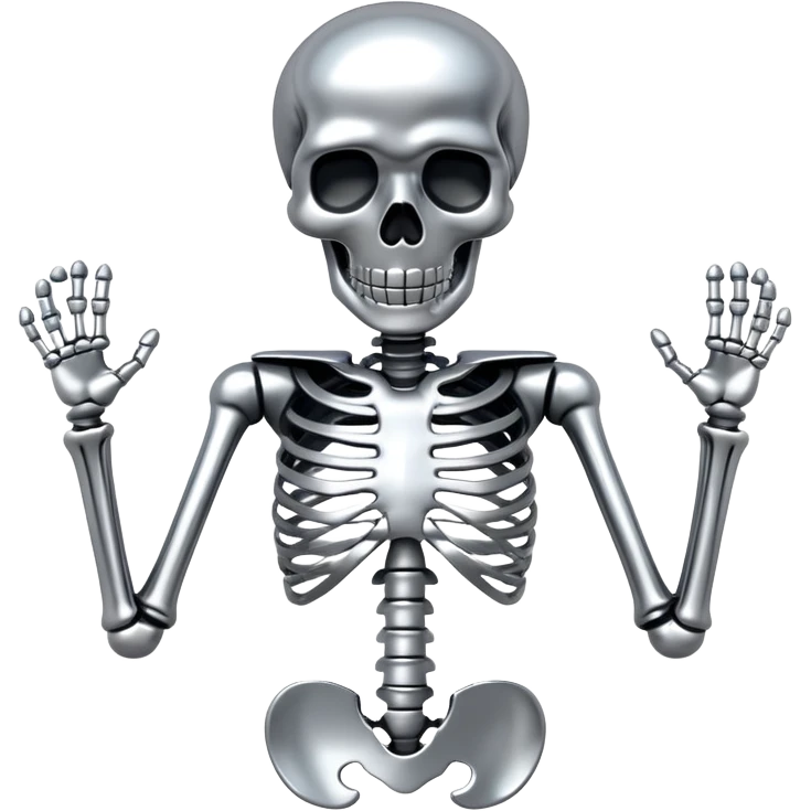 skeleton made out of chrome emoji
