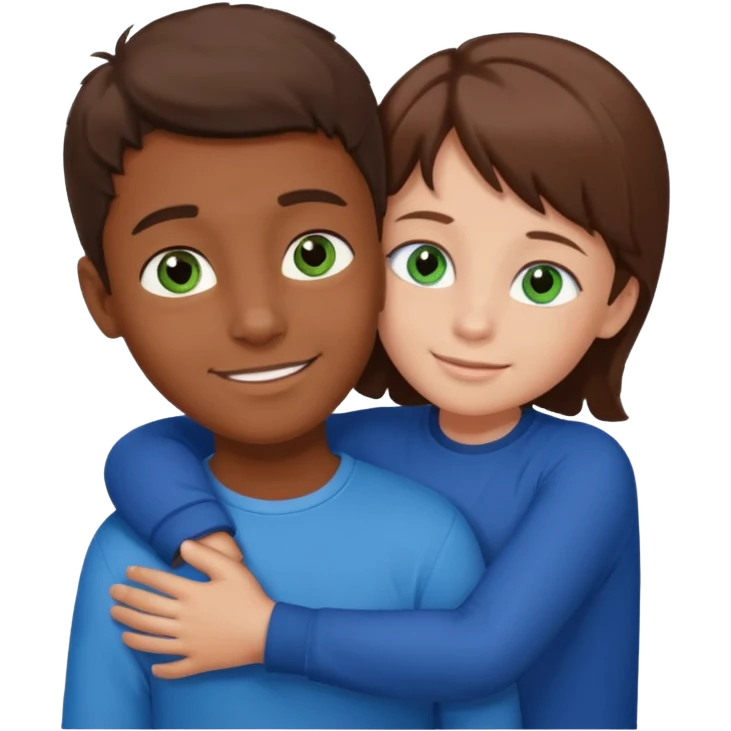 garcon grand brown aux yeux bleus câlin fille petite yeux verts cheveux brown  emoji