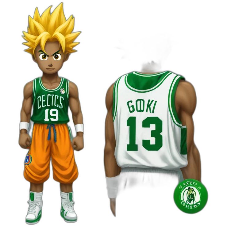 Goku super sayain with Celtics jersey emoji