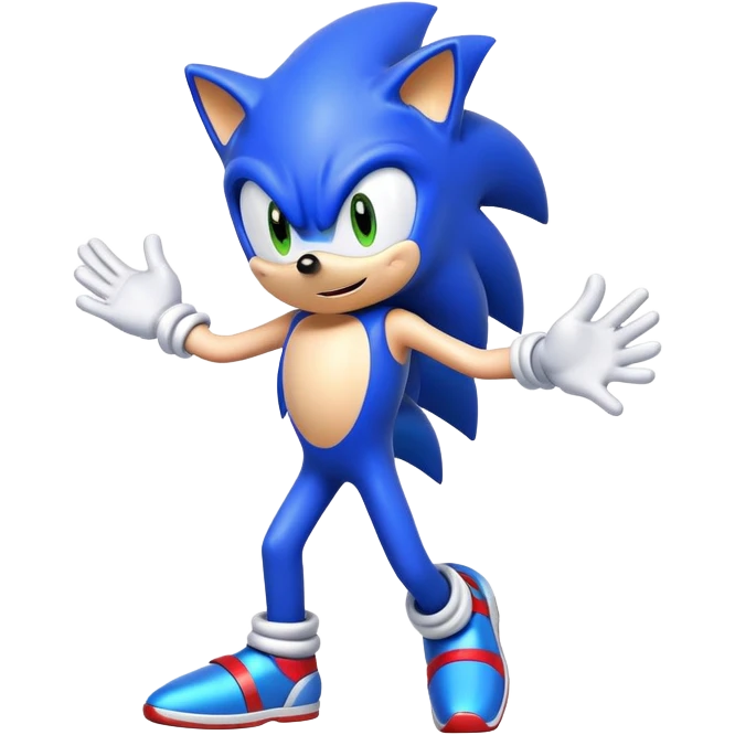 Blue cartoon Sonic character dancing energetically emoji