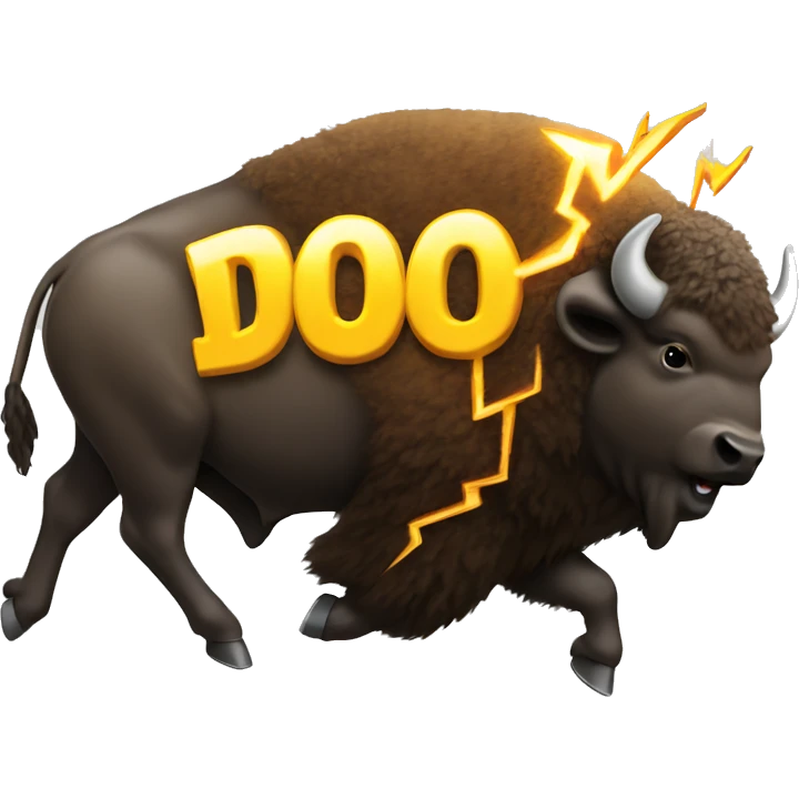 Buffalo running with lightening with word DO written on in emoji
