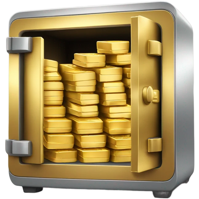 super realistic open safe with gold emoji