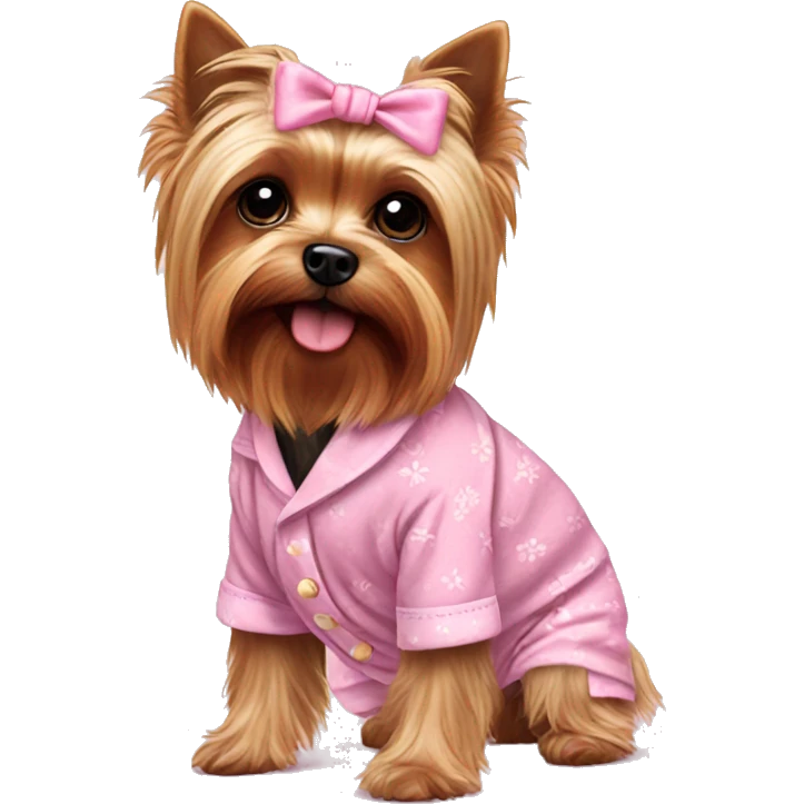 Yorkie wearing pink pajamas  emoji