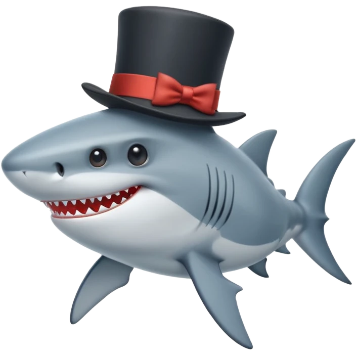 Shark with a top hat emoji