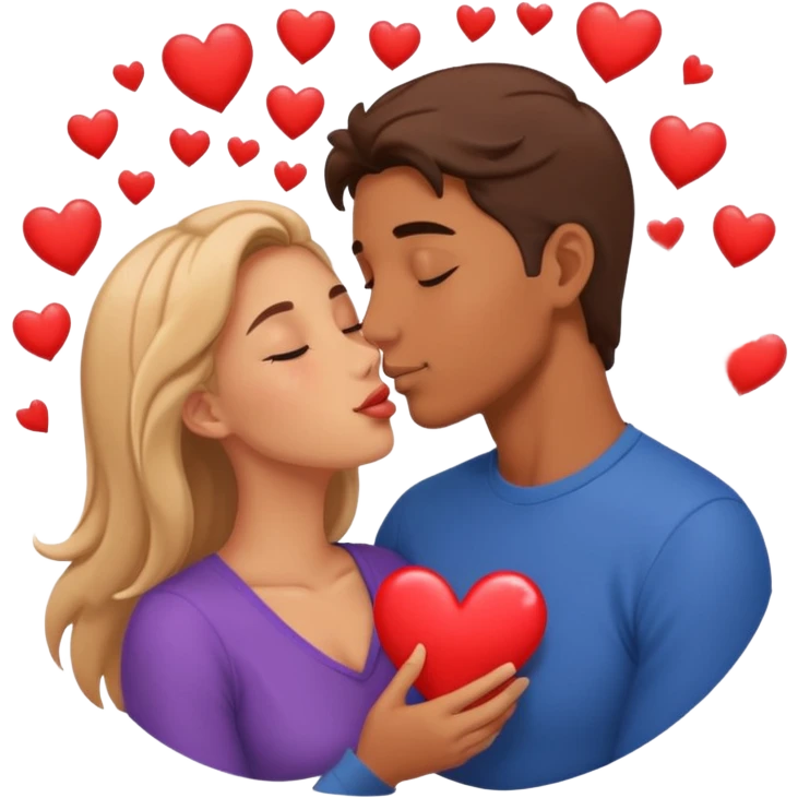 Loving couple kissing, Love, hearts. emoji