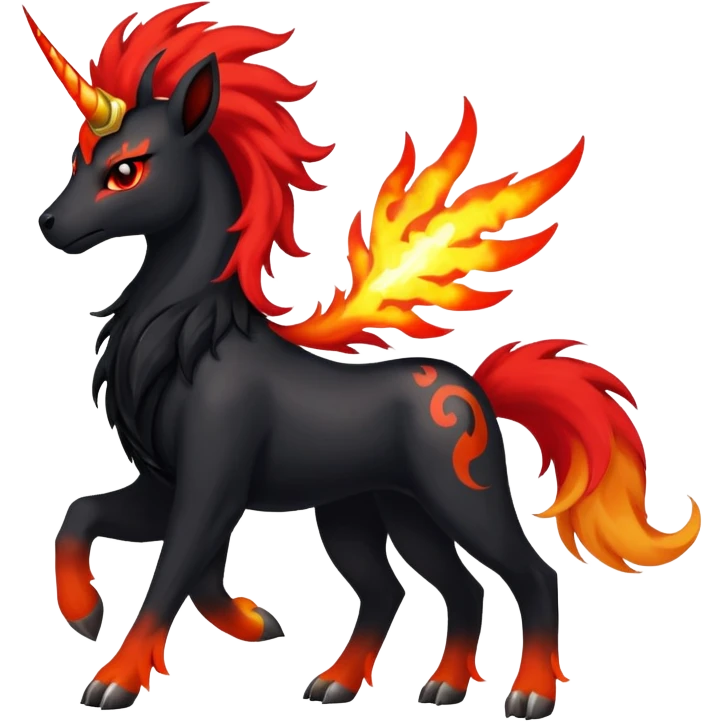 Shiny Exotic Gothic Rapidash-Houndoom-Pokémon-Fakémon-hybrid-creature emoji
