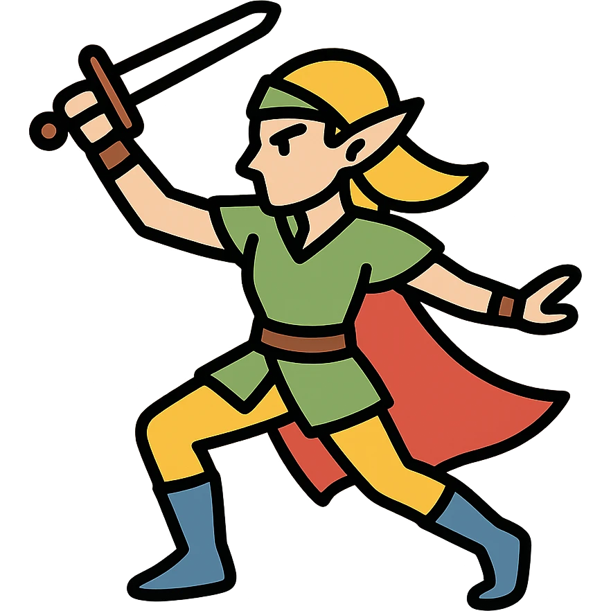 elven warrior, elegant and agile, modern color icon style, clear outlines, dynamic pose emoji