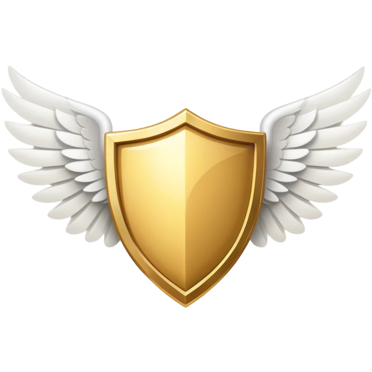 Gold shield with white wings and a VIP text label positioned below the center of the shield, simplified clean design emoji