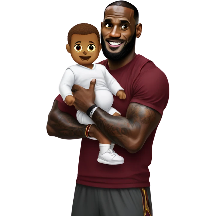 lebron james holding baby emoji