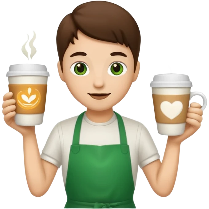 Barista + green apron + latte cup emoji