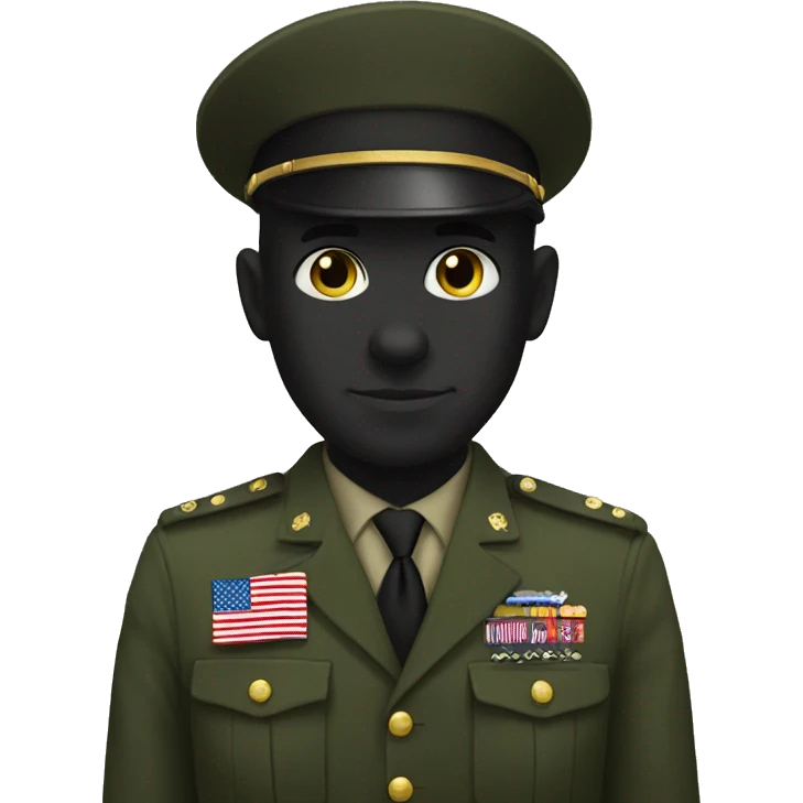 Black cat and military man  emoji
