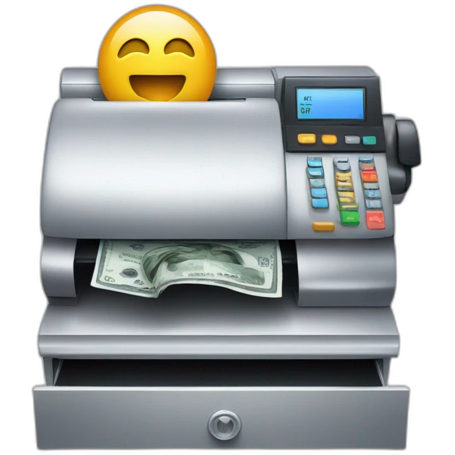 Cash register issuing an invoice emoji