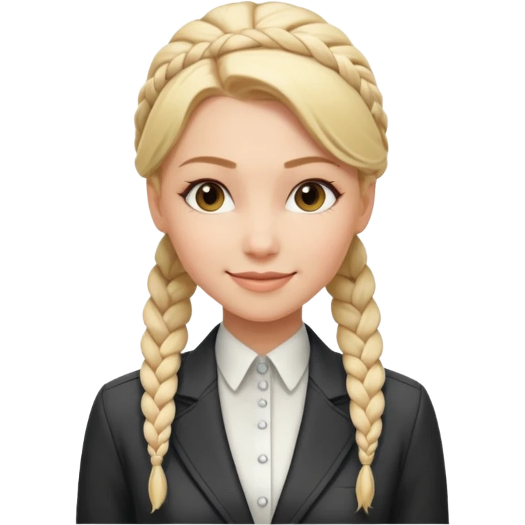 yelena belova in white widow suit with blonde hair in a braid smiling emoji