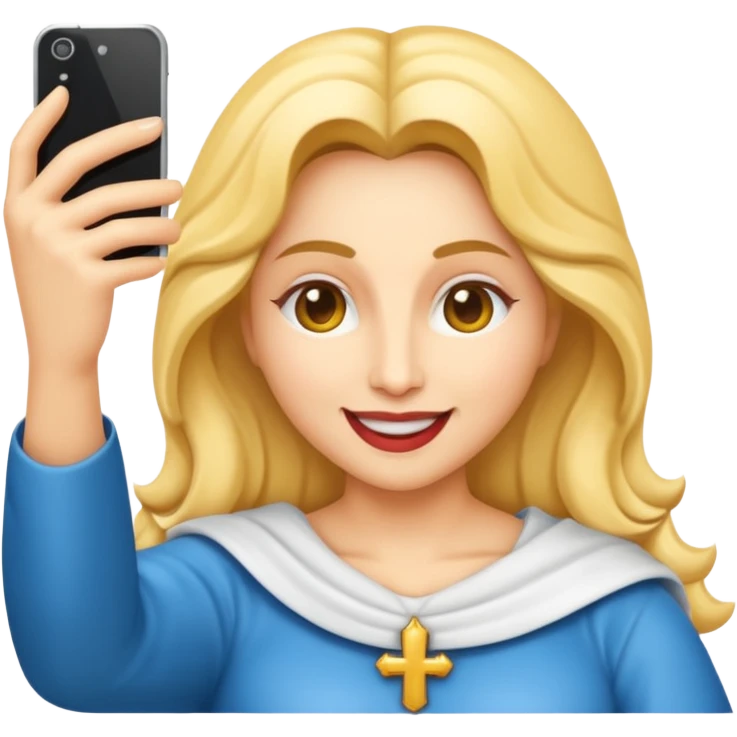 emoji della madonna vestita di BIANCO  con SCATTA UN SELFIE
 emoji