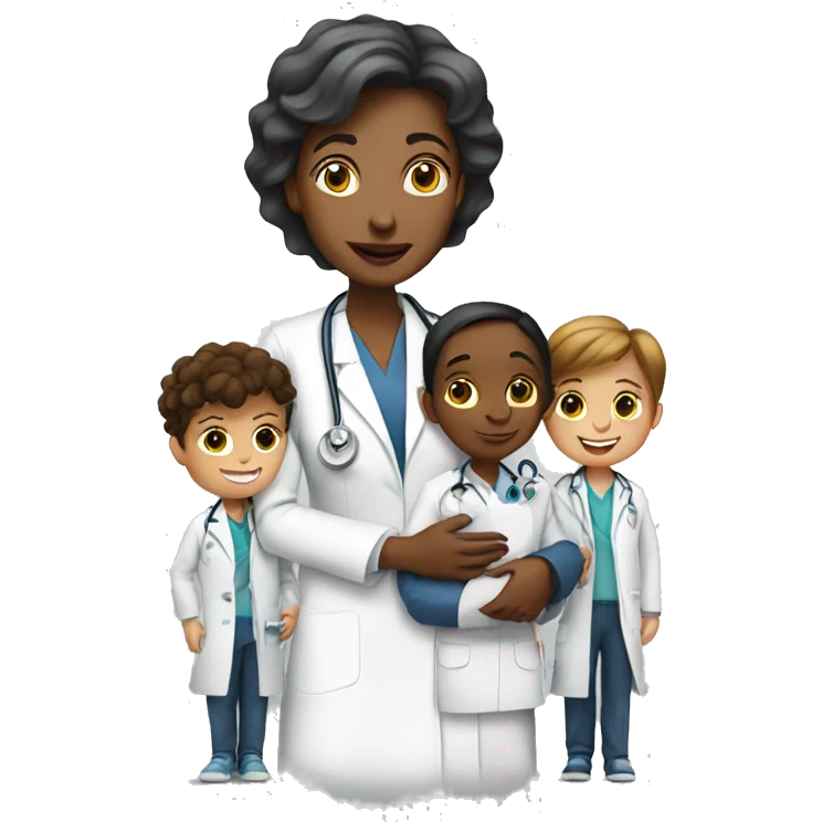 woman-doctor-with-children emoji