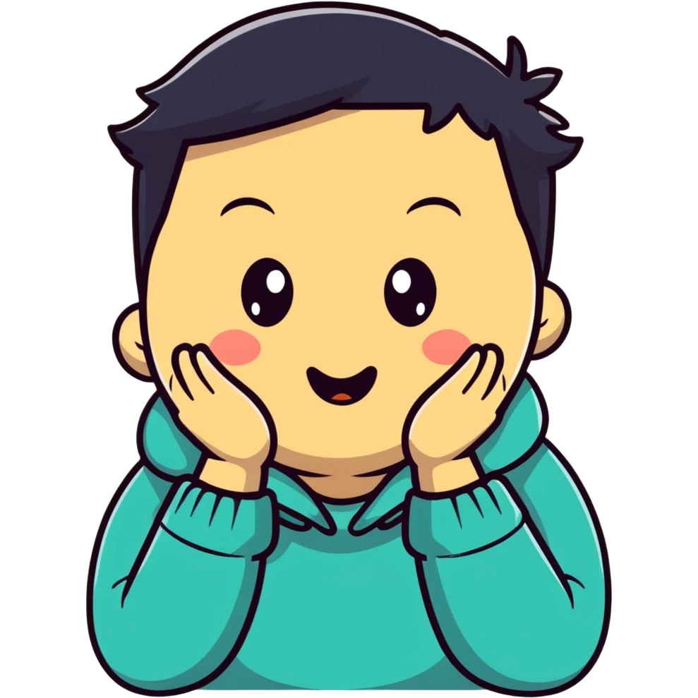 person with bulging eyes, puffed cheeks, hands on neck, cartoonish, funny expression, slapstick style emoji