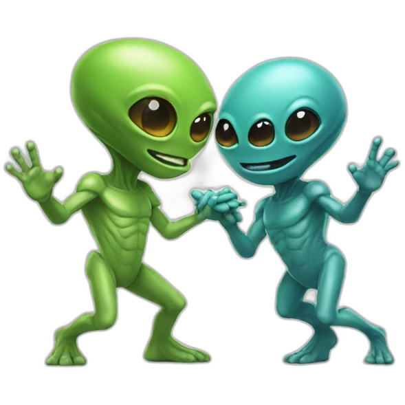 two aliens high fiving emoji
