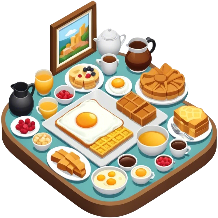 Hotel mega breakfast buffet isometric  emoji