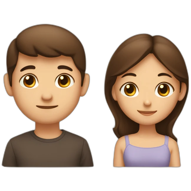 Garçon brun et fille brune en couple emoji