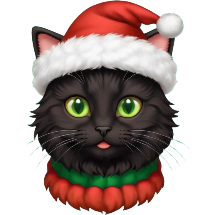 black cat with christmas hat emoji