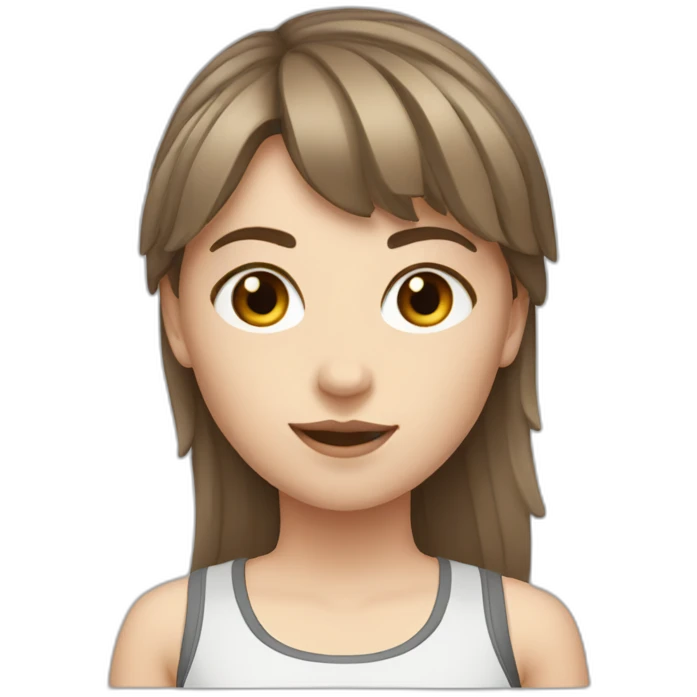 A white girl with brune hair and a fringe in a sport outfit emoji