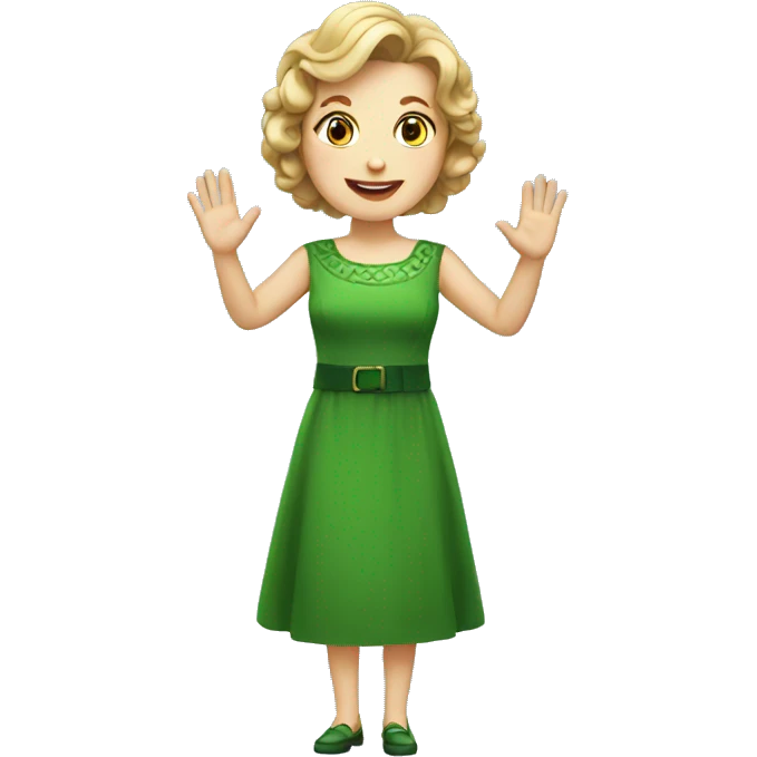 irish woman in dress waving emoji