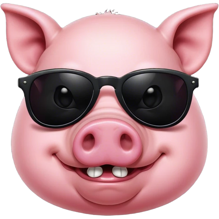 toothy pink pig with black sunglasses emoji
