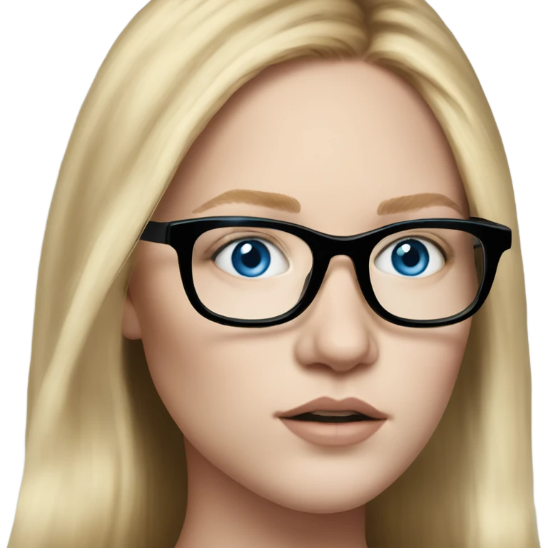 Life like anna delvey blonde, blue eyes wearing glasses  emoji