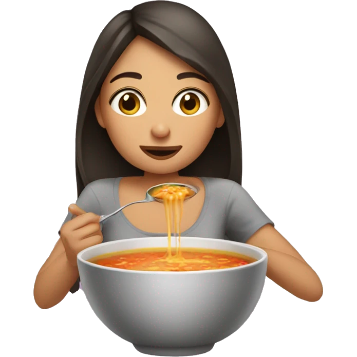 Girlfriend eating soup emoji
