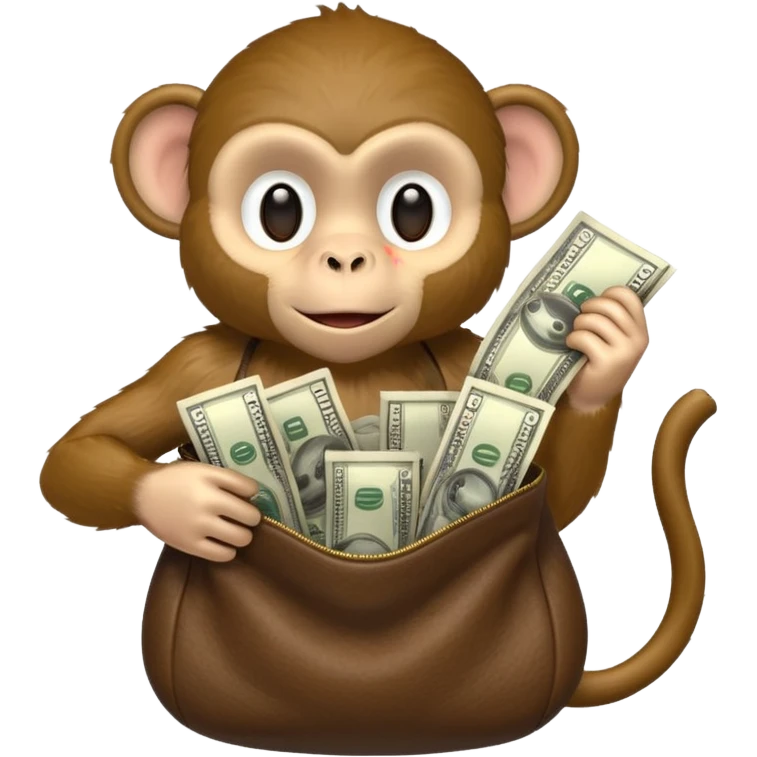 Monkey holding a bag of money emoji