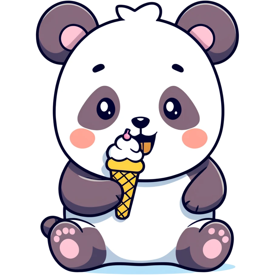 Panda eating ice cream emoji