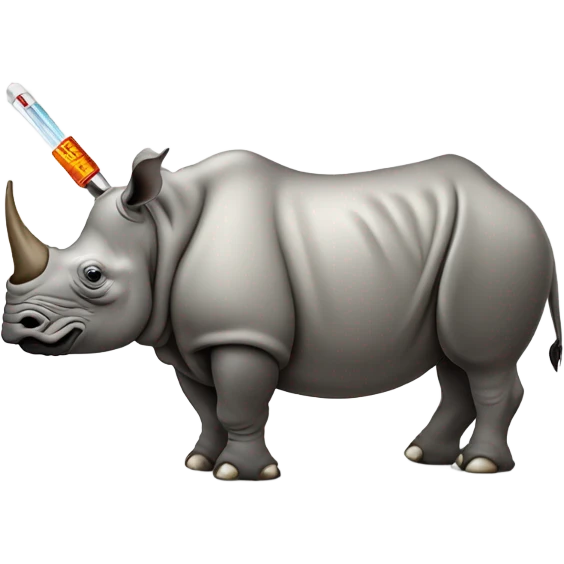 Rhino with thermometer in mouth emoji