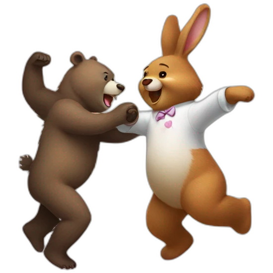 Bear and bunny dancing emoji
