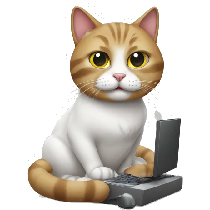 cat using pc emoji