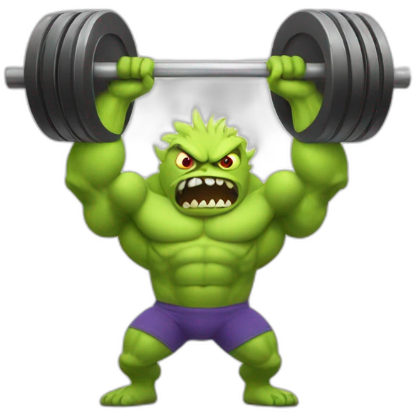 scary monster with big muscles lifting weights emoji