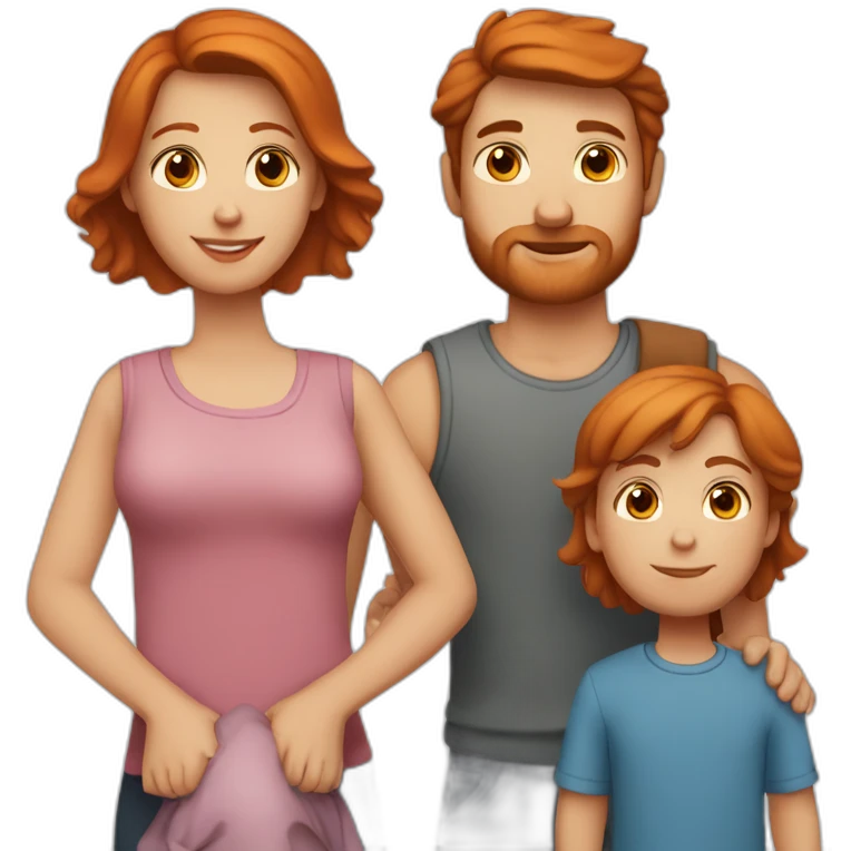 family mother with red hair and brown eyes father with brown hair and brown eyes a little boy with dark blond hairs and blue eyes emoji