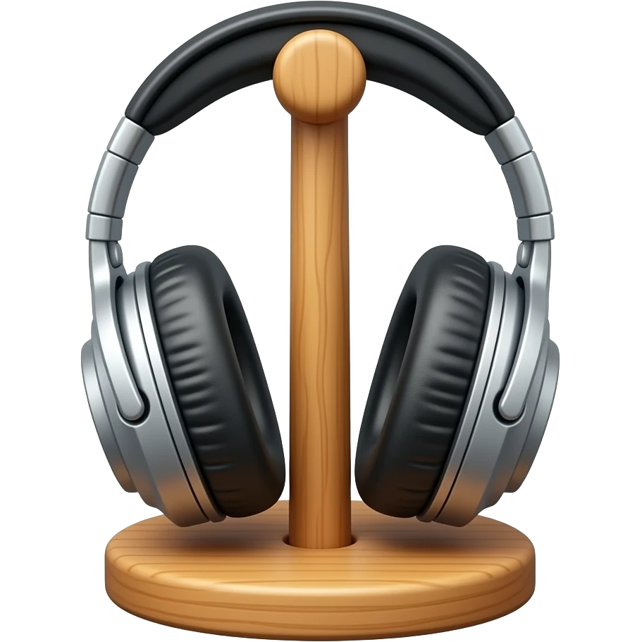 headphone on stand wood emoji