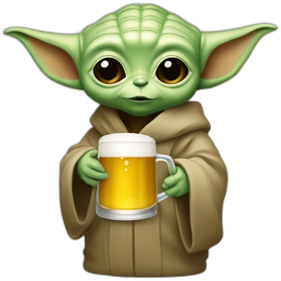 Bébé yoda qui bois une bière emoji
